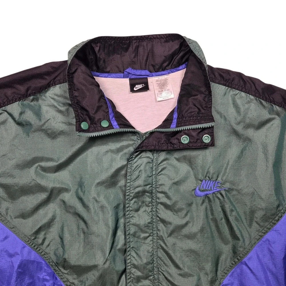 Vintage Nike Windbreaker Men XL Green Purple Colorblock 90s Y2K Ripstop Jacket